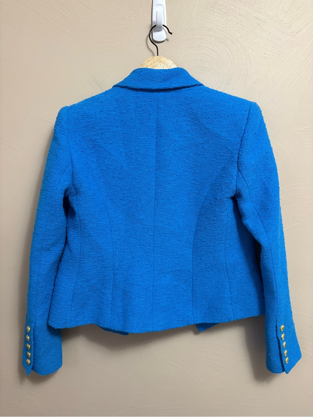 L'AGENCE Brooke Tweed Blazer Blue Gold Size 4 - Picture 6 of 13